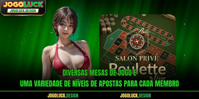 Diversas mesas de jogo e uma variedade de níveis de apostas para cada membro
